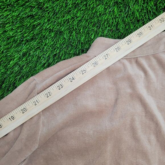 Vintage 70s Velour MOD Shirt Womens Small 17x19 Light Brown - Picture 4 of 8